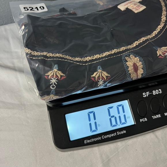 Sundance‎ Silk Embroidered Blouse XS Long Sleeve Black Sheer Boho Top Festival - Picture 15 of 15